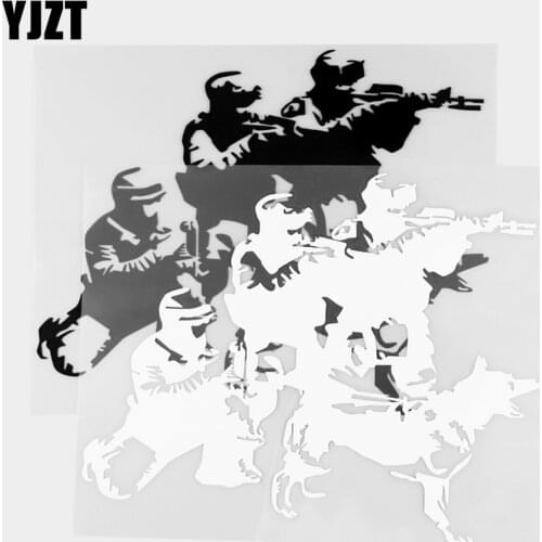 YJZT 15.8×17.5CM Refined Car Stickers Fighting Soldier Car Exterior Classic Vinyl Decals Black / Silver 20C-0294