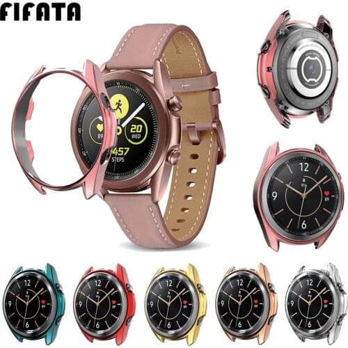 FIFATA Plated PC Protective Cover Case For Samsung Galaxy Watch 3 41mm SM-R850 & 45mm SM-R840 Bumper Shell Protector Frame