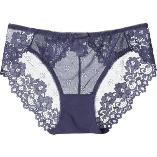 Sexy Panties Lace Ladies Mid Waist Seamless Cotton Fancy Bow Breathable Womens Briefs Solid Color plus size New 2020