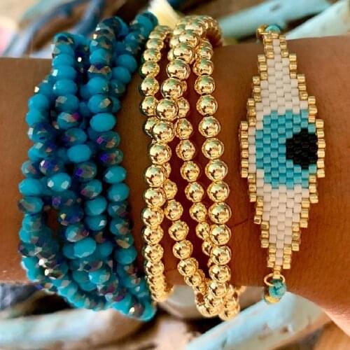 ZHONGVI MIYUKI Bracelet Women Turkish Evil Eye Pulseras Mujer Moda 2020 Joyeria Bracelets Femme Jewelry Stainless Steel Beads