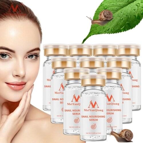 10pcs/lot Snail liquid contains plant essence hyaluronic acid anti-aging whitening skin lifting skin moisturizing essence 12 ml