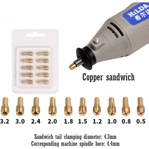 10pcs Mini Brass Copper Collets Chucks for Twist Drill Motor Shaft Grinder 0.5mm-3.2mm Quick Chuck Set