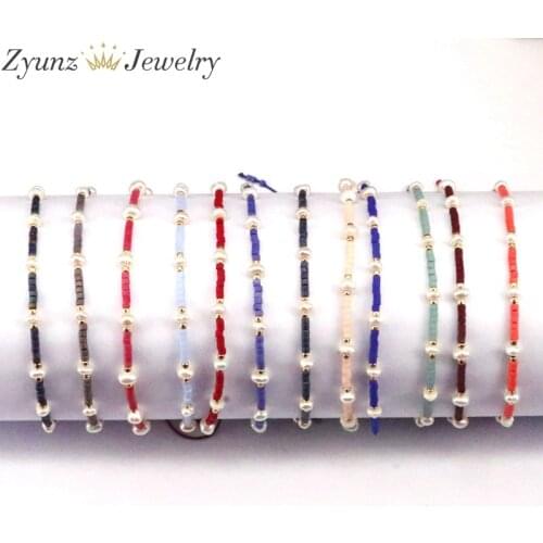 10PCS, Fashion Glass Beaded Small Freshwater Pearl Bracelets for Women Thin For Girl Gift Wedding Jewelry