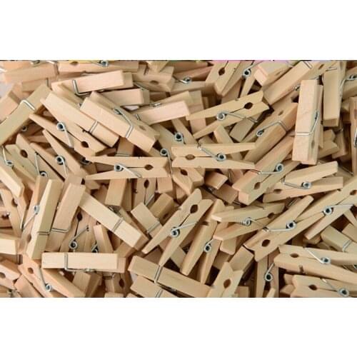 100pcs Mini Natural Spring Wood Clips Clothes Photo Paper Peg Pin Clothespin Craft Clips Party Decoration Plain
