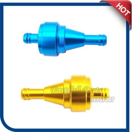 2 pcs/pack Aluminum Oil Gas Fuel Filter Cleaner Gold with Blue color For Pit Dirt Bike ATV Quad Go Kart Motorized Bicycle
