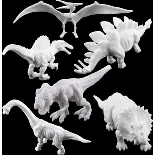 6 Style DIY Graffiti Dinosaur Stegosaurus Triceratops Model Coloring Painting Animal Children Learning Toys (S8