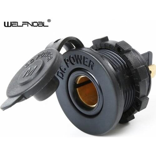 DC 12V 24V Car Cigarette Lighter Socket Euro Plug Power Supply Adapter with Standard Nut Merit Cover Panel Mount