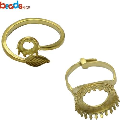 Beadsnice ID37763smt17 Brass Crown Princess Bezel Cup Ring Blank Jewelry Making Adjustable Band Ring Blank