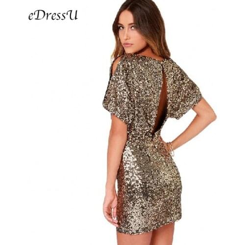 Shiny Gold Evening Party Dress Sexy Sequins Club Dance Dress High Quality Vestido de Fiesta Robe de Soiree Abendkleid HX-6060