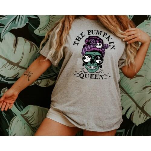 Colored The Pumpkin Queen cute T-shirt women 100% Cotton funny tumblr casual graphic grunge quote Fashion unisex tee top tshirt