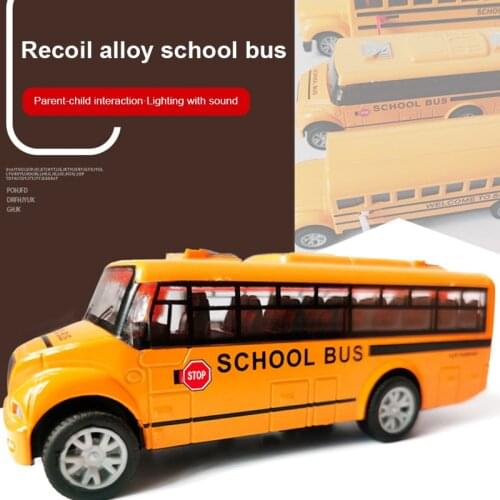 American-style School Bus Childrens Toy Car Model Alloy Light And Music Can Open The Door Pull Back Alloy School Bus Toy Gift