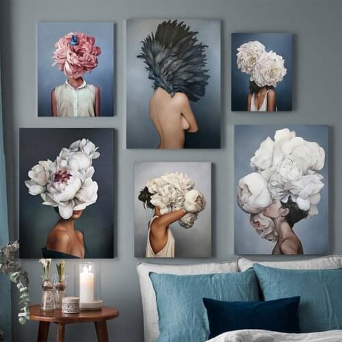 High Quality Abstract Flower Girl Canvas Painting Wall Painting Print Poster Wall Art Bedroom Living Room Modern Home Decoration