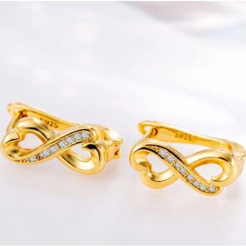 Delicate Charm Cute Letter Number 8 Shape Gold Silver Rose Gold Stud Earrings Luxury CZ For Women Girl Party Factory Lower Price