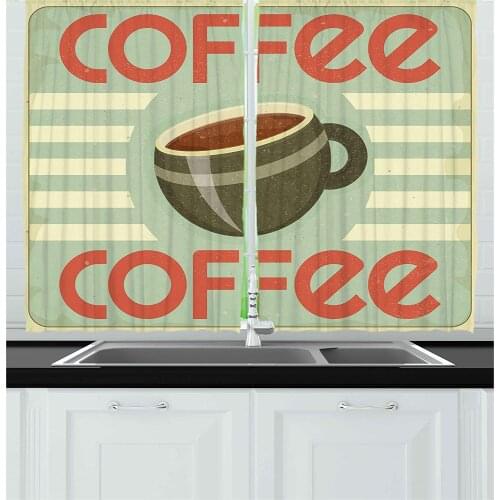 Coffee Kitchen Curtain Vintage Design Window Curtains Home Decor Kitchen Draperies Living Room Curtain