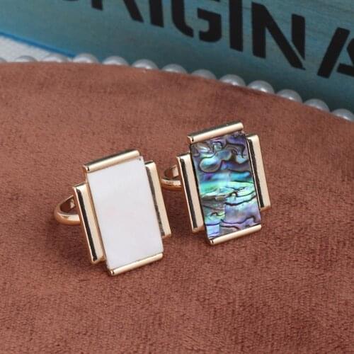 Geometric Shell Sweet Ring Abalone Rectangle Alloy Finger Rings