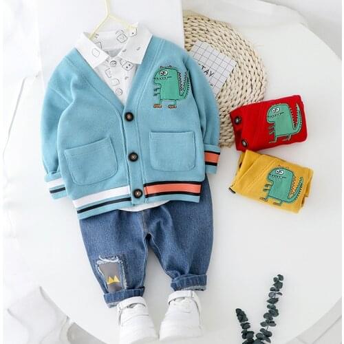 0-5 years High quality spring boy clothing set 2020 new casual fashion kid suit children baby clothes coat+shirt+pant 3pcs
