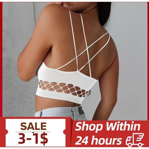 Crop short top 2021 White Bra Sexy U Neck Casual Tops Camis Off Shoulder Spaghetti U Neck Fashion Vest Female Tube Pure Basic