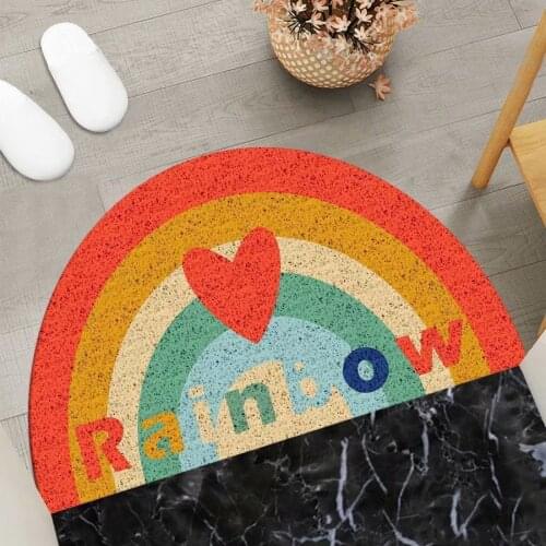 Round Plant Cartoon Cute Entrance Doormat Bathroom Non-Slip Can be Cut Kitchen Silk Mat Mud-removing Sand-stripping Floor Carpet