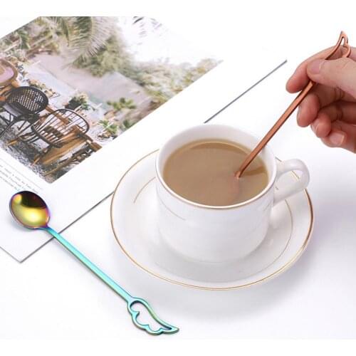 Delicate Scoop Coffee Ice Cream Spoon Cartoon Stainless Steel Exquisite Wing Shape Mixing Dessert Spoon Tableware Decoration