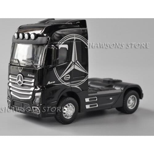 1:50 Scale Diecast Truck Model Actros Tractor Miniature Vehicle Replica Pull Back Toy With Sound & Light