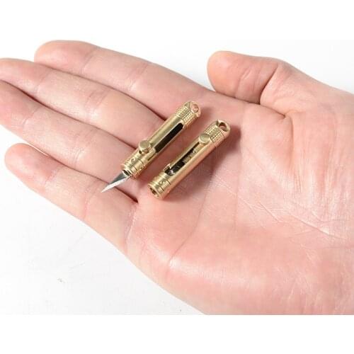 Mini Exquisite Outdoor Portable Art Knife Keychain Women Bolt Brass Mini Paper Knife Self-defense Keyring Car Bag Key Chain A937