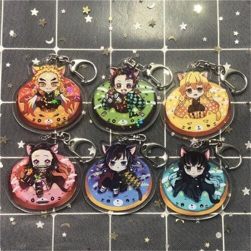 Fashion Demon Slayer Keychian Toys for Girls Nezuko Tanjiro Agatsuma Zenitsu Hashibira Inosuke Keychain Birthday Children Gifts