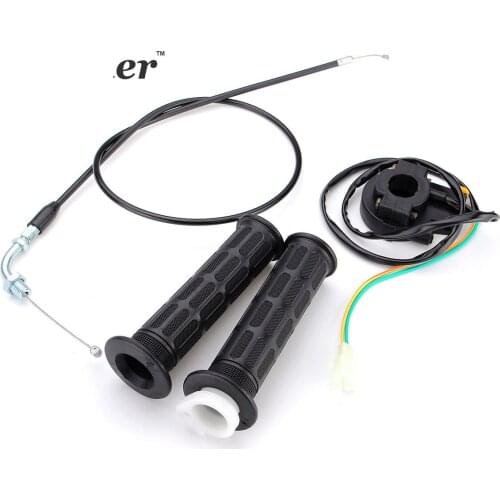 Motorcycle Handlebar Hand Grips Throttle Cable Kill Switch Set For 49cc-80cc Engine Parts Motorized Bicycle Push Bike