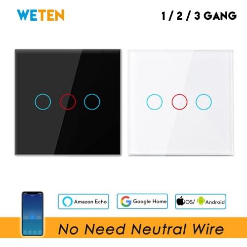 Wifi Wall Touch Switch EU No Neutral Wire Required Smart Light Switch Tuya RF433 Smart Home Controller Support Alexa Google Home
