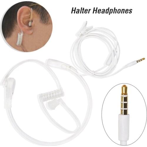 3.5mm Throat Mic Headphone 1 Pin Covert Air Tube Earpiece PTT Mic Noise Reduction Headset For Phone Speakers Computers Earphone