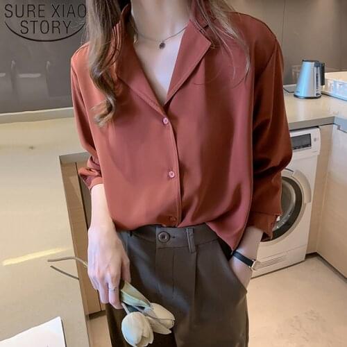 2021 new Korean Style Fashion Long Sleeve Office Lady Women Shirt Loose Plus Size Tops Casual Solid Female Shirts Blusas 8178 50