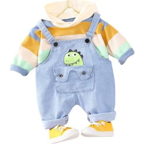 New Spring Autumn Children Cartoon Clothes Baby Boy Girls Striped Hoodies Pants 2Pcs/sets Kids Toddler Clothing Infant Tracksuit