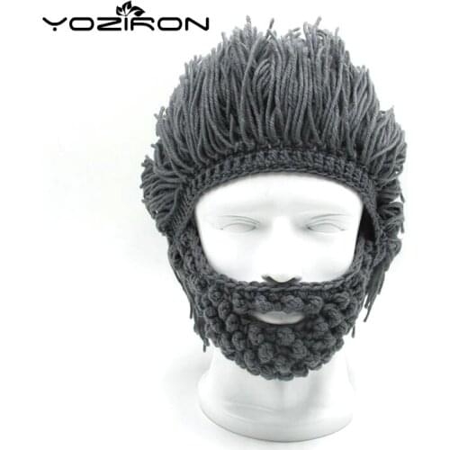 Handmade Beard Wig Winter Beanie Hat Hobo Mad Scientist Caveman Knitted Caps Men Women Halloween Gifts Ski Mask