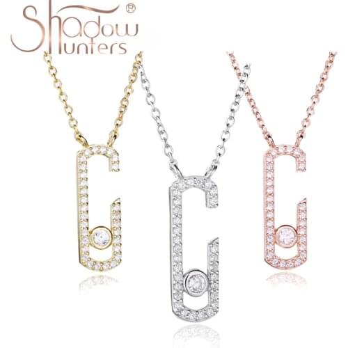SHADOWHUNTERS Original 925 Sterling Silver Open Move Stone Pendant Crystal Choker Necklaces For Women Gift Jewelry Accessories