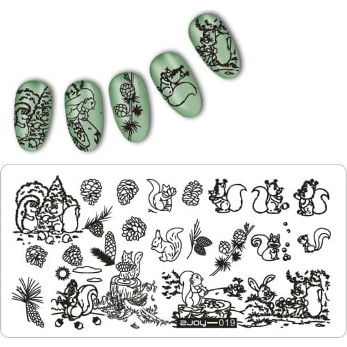 Rectangle 12.5*6.5cm Nail Stamping Plates Squirrel Image 3D DIY Pattern Plate DIY Nail Stamping Template