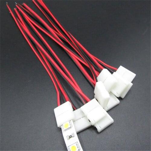 LED Strip Connector 10mm 2pin 1 Connector with Wire Free Welding Connector For 5050 / 5630 / 5730 LED Strip 10pcs/lot
