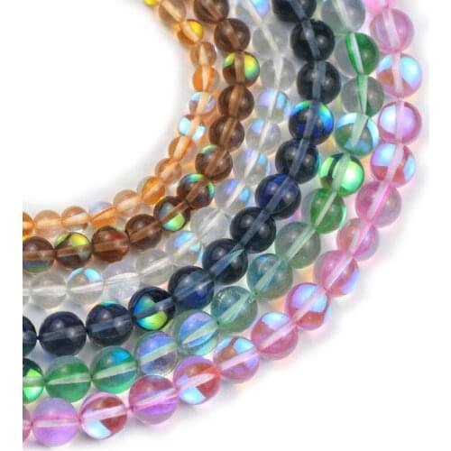 YHBZRET Multicolor Flash Shimmer Labradorite beads 6/8/10MM Round stone Loose beads for jewelry making bracelets Necklace DIY