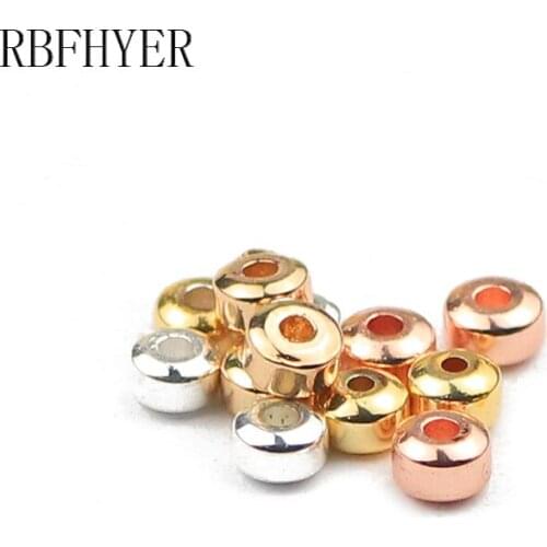 RBFHYER 3.5X2mm 185pcs Natural Stone Gold SilversHematite Flat Round Cylinder Spacer loose Beads For Jewelry Making DIY Bracelet