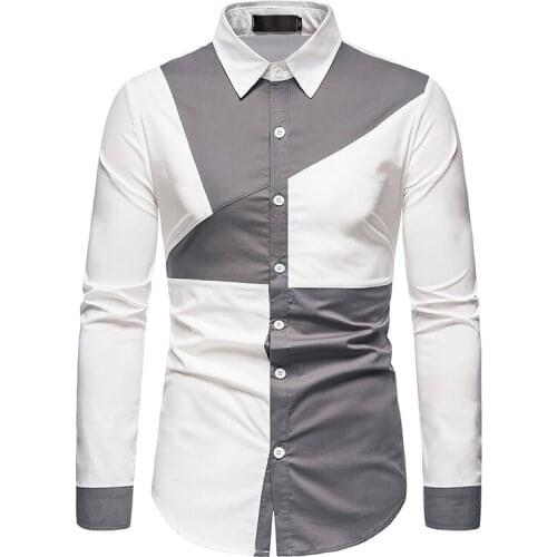 Men Shirts Long Casual Red Shirt Black Grey Long Sleeve Slim Fit Male Chemise Homme Cotton Satin Shirts Mens Clothing Dress