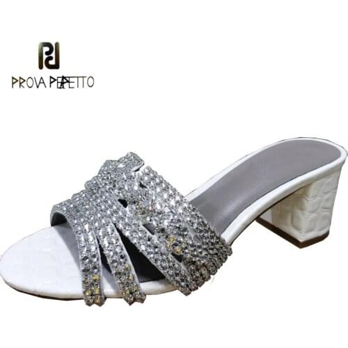 Bling Bling Crystal Slippers Women Square Toe Chunky High Heel Sandals Candy Colors Summer Party Dress Shoes Sandalias 2021