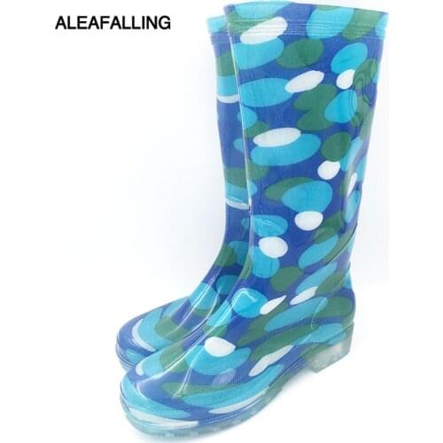 Aleafalling Spring/Winter women Camouflage female Knee-High Waterproof Rain Boots ladies Slip-Resistant Rubber soles shoes w113
