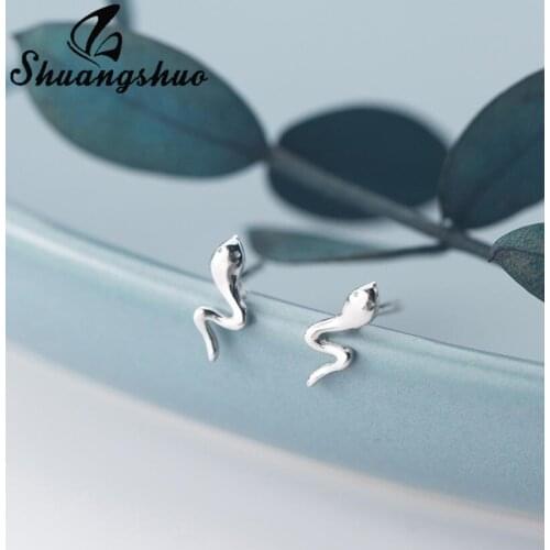 Shuangshuo Egyptian Cobra Stud Earrings Simple Creative Snake 925 Silver Earrings for Women Retro Antique Fine Jewelry Gifts