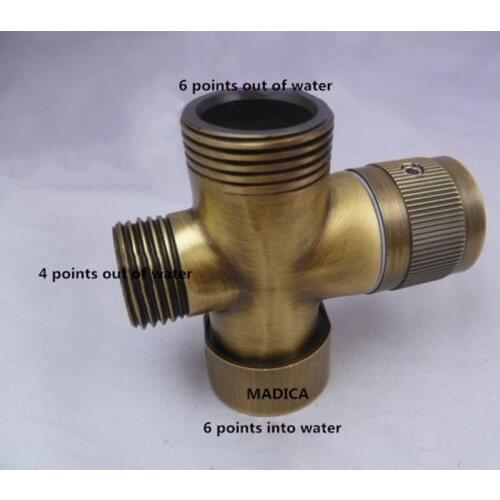 Antiqued Bronze Water Splitter Shower Faucet Three-Way Water Valve water-separator Spray Nozzle Switch One-Two Joint Converter