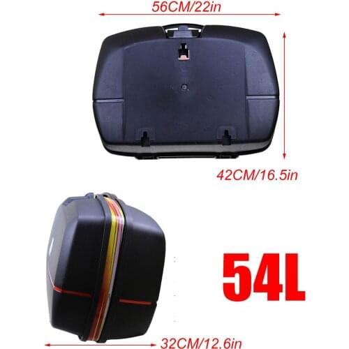 Motorcycle Trunk Waterproof Motor Top Case for double Helmet Motorbike Rear Storage Luggage Tool Box with Secure Latch Black 54L