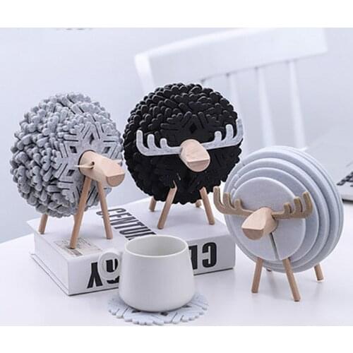 Felt Anti-scalding Coasters Home Decoration Restaurant Kitchen Cafe Coffee Cup Coasters Set Creative Practical Ornaments