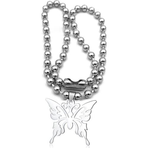 Y166 Punk Sweet Butterfly Stainless Steel Pendant Necklace Fashion Jewelry Unisex
