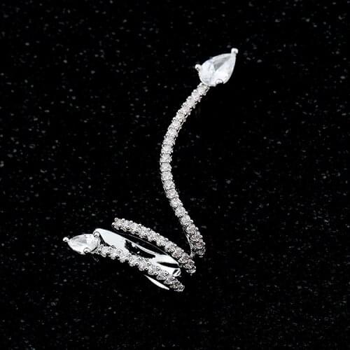 SWOUR New Jewelry S925 Silver Cubic Zircon CZ Clip Snake Shape Brief Design For Woman Stud Earrings High Quality
