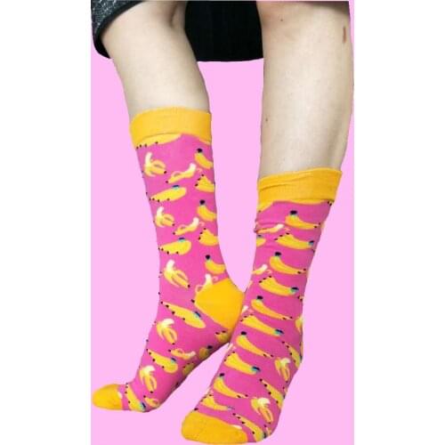 1 Pair Autumn Winter Refreshing Art Strawberry Watermelon Cherry Banana Pineapple All Cotton 9 Color Fruit Socks Movement Socks