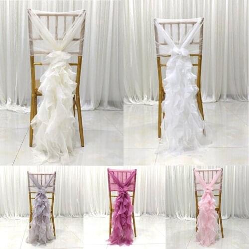 1pcs 140x110cm Organza Chair Sash Bow For Cover Banquet Wedding Party Event Christmas Decoration Sheer Organza Fabric Supply