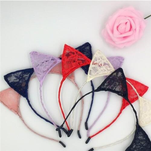 Girl Lace Cat Ears Headband Princess Hair Accessories Cat Ears Headband Sexy Hairband 1pc
