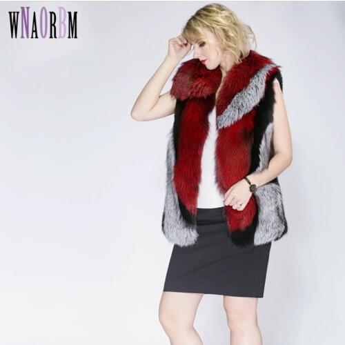 2021 70 cm Fashion Fox Fur Vest, Winter Warm Fox Fur Coat, Noble Luxury Fur Waistcoat Manteau Fourrure Femme Abrigo Pelo